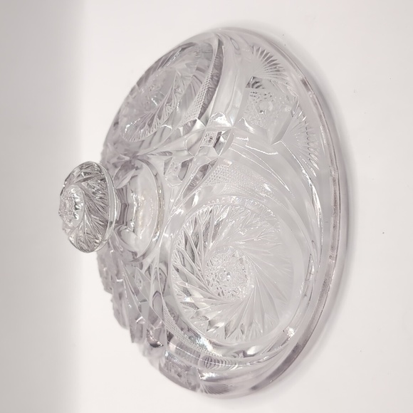 Antique / Vtg 1904-1927 McKee Prescut Aztec Covered Brilliant Glass Crystal Bowl - Picture 8 of 12